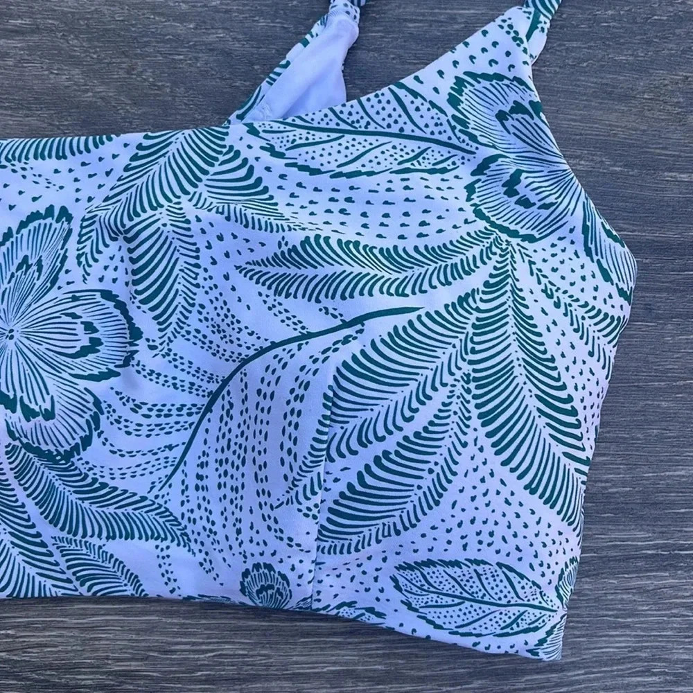 Rip Curl Rio Floral One Shoulder Crop & Cheeky Coverage Bottoms, teal - Picture 4 of 16